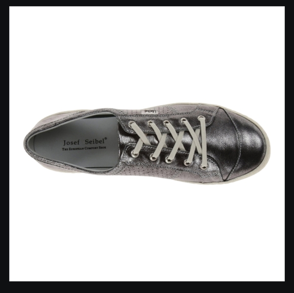 NEW JOSEF SEIBEL BASALT ANTIK METALLIC OXFORD SNEAKER SILVER 41 9.5 10 - Picture 5 of 11